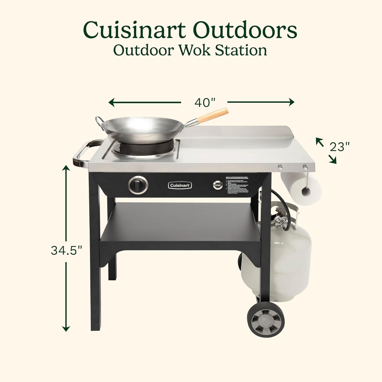 Cuisinart Outdoor Wok Station – 50,000 BTU Propane Burner with 14” Carbon Steel Wok 