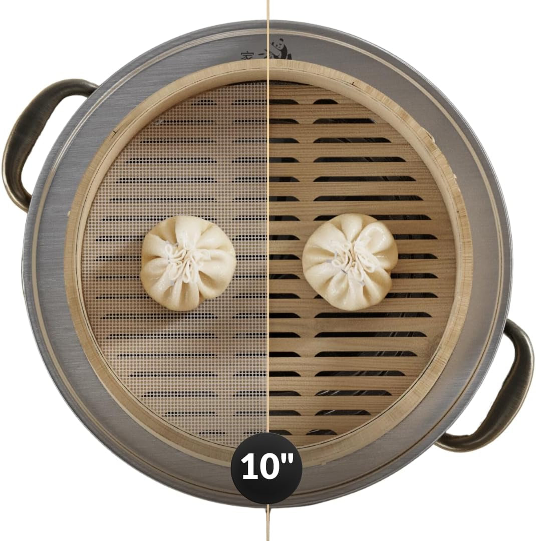 Prime Home Direct Bamboo Steamer Silicone Liners – 6 Count, Reusable Non-Stick 10, 12 Inch Liners for Food Steamers, Air Fryers, Dumplings, and Dim Sum