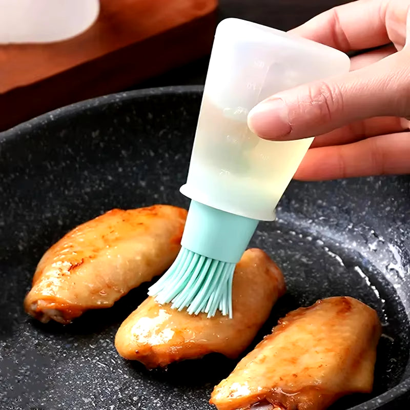 2.2Oz Silicone BBQ Oil Bottle Brush - Heat-Resistant Flat-Bottom Design for Barbecue Cooking & Baking - Easy to Clean & Suitable