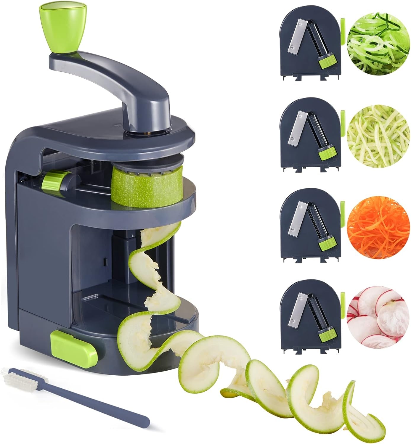 KucheCraft Vegetable Spiralizer for Veggies (4-In-1 Rotating Blades) – Zucchini Noodle Maker with Strong Suction Cup