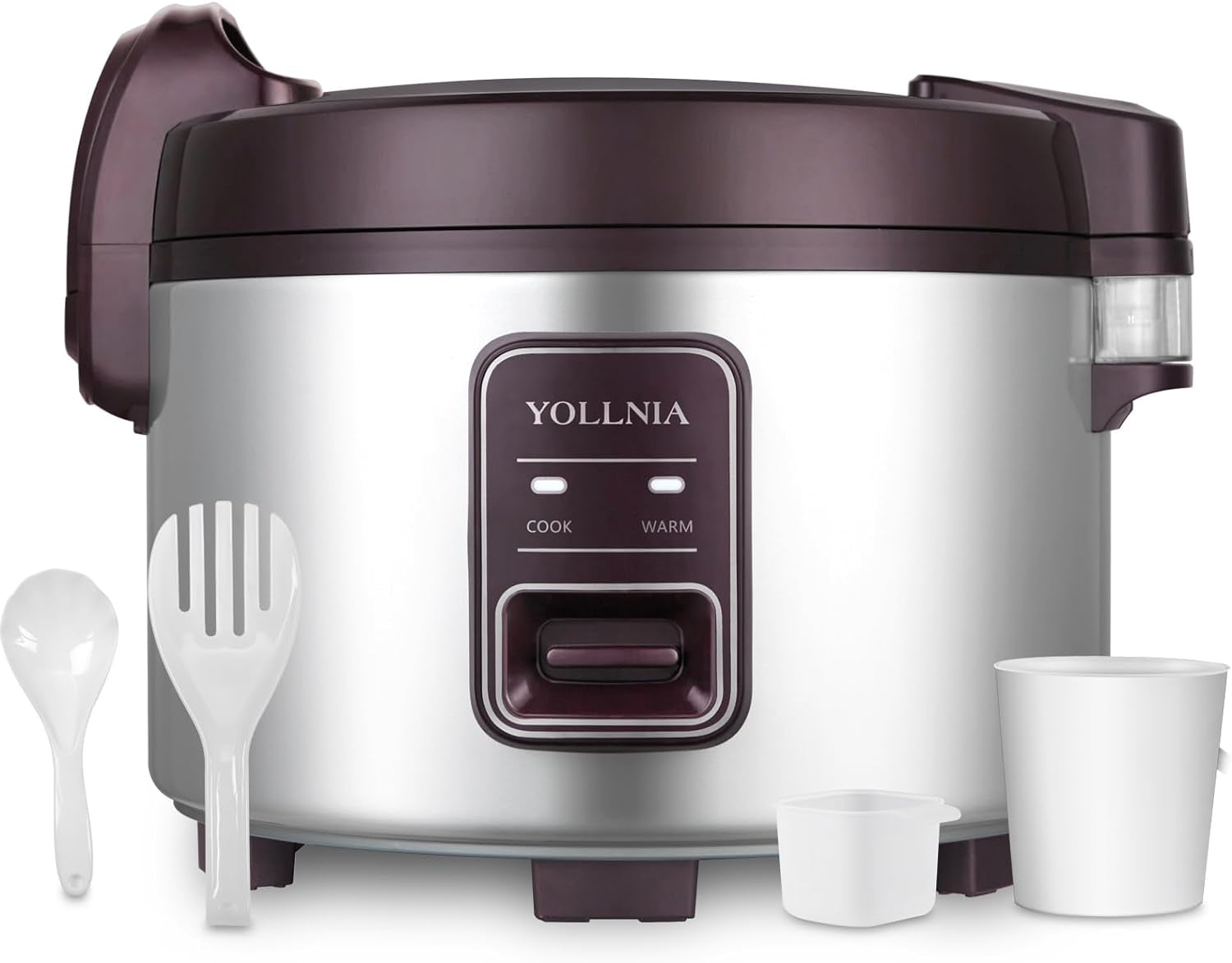 YOLLNIA Commercial Rice Cooker 45, 65 Cups (Cooked) Large Cooker Rice | 8.17Qt Rice Warmer Commercial 