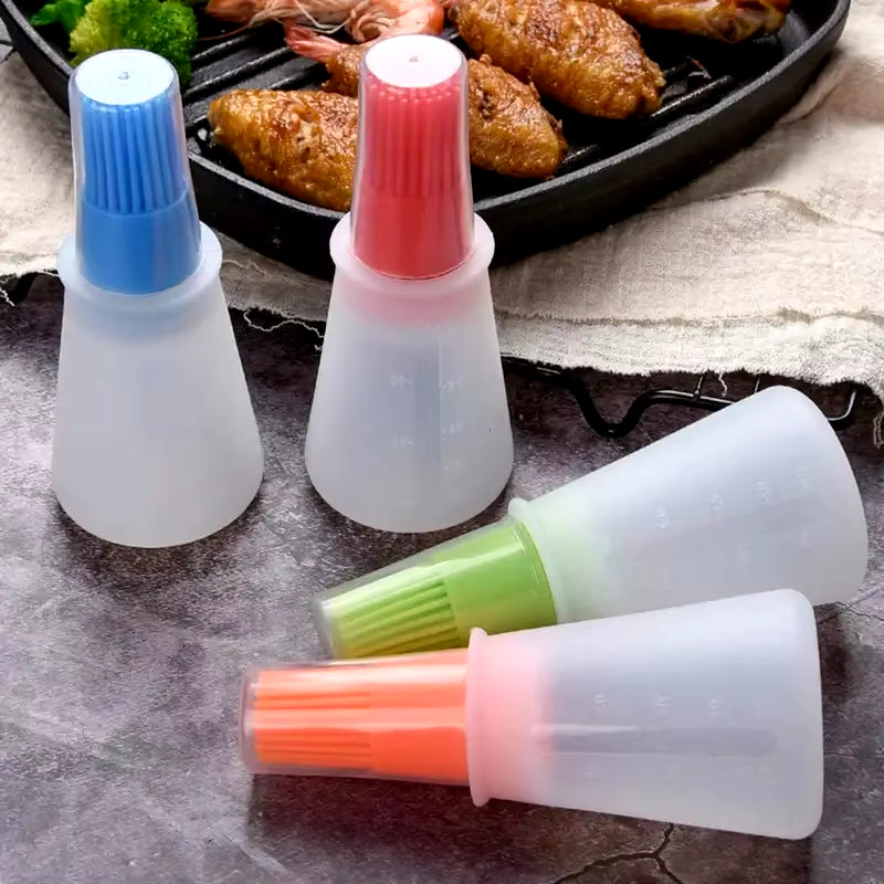 2.2Oz Silicone BBQ Oil Bottle Brush - Heat-Resistant Flat-Bottom Design for Barbecue Cooking & Baking - Easy to Clean & Suitable