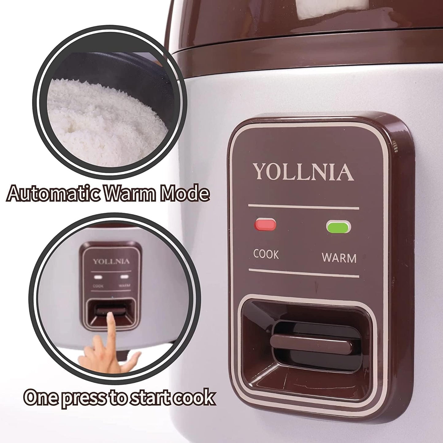 YOLLNIA Commercial Rice Cooker 45, 65 Cups (Cooked) Large Cooker Rice | 8.17Qt Rice Warmer Commercial 