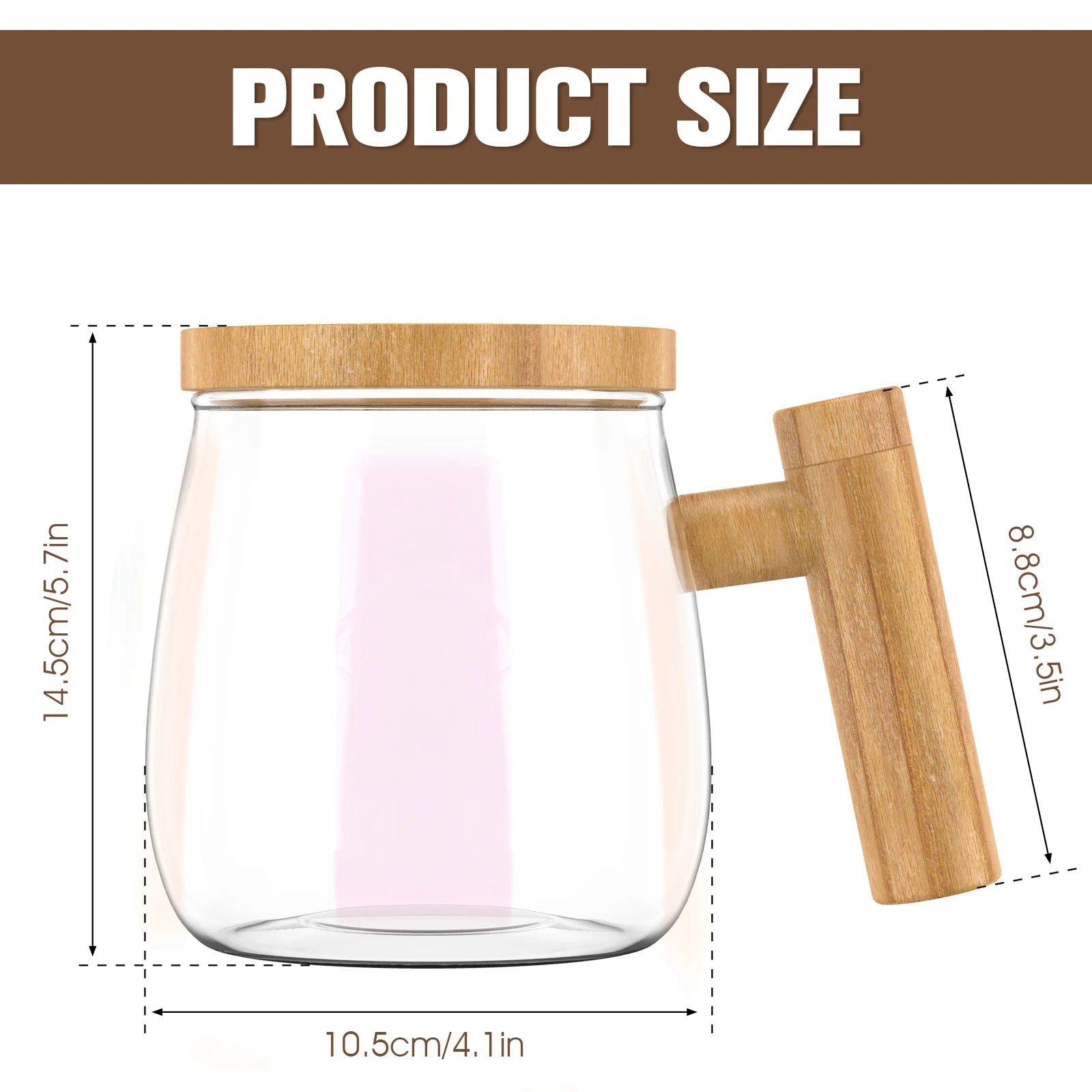 400ML Self Stirring Coffee Mug 7000Rpm High Speed Self Mixing Glass Mug with Wooden Handle for Coffee Milk Protein Powder New