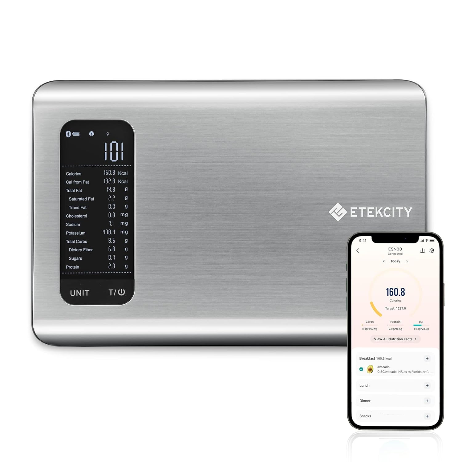  Digital Food Kitchen Scale with Smart Nutrition App – Track Grams, Ounces, Macros, and More for Weight Loss, Baking & Keto