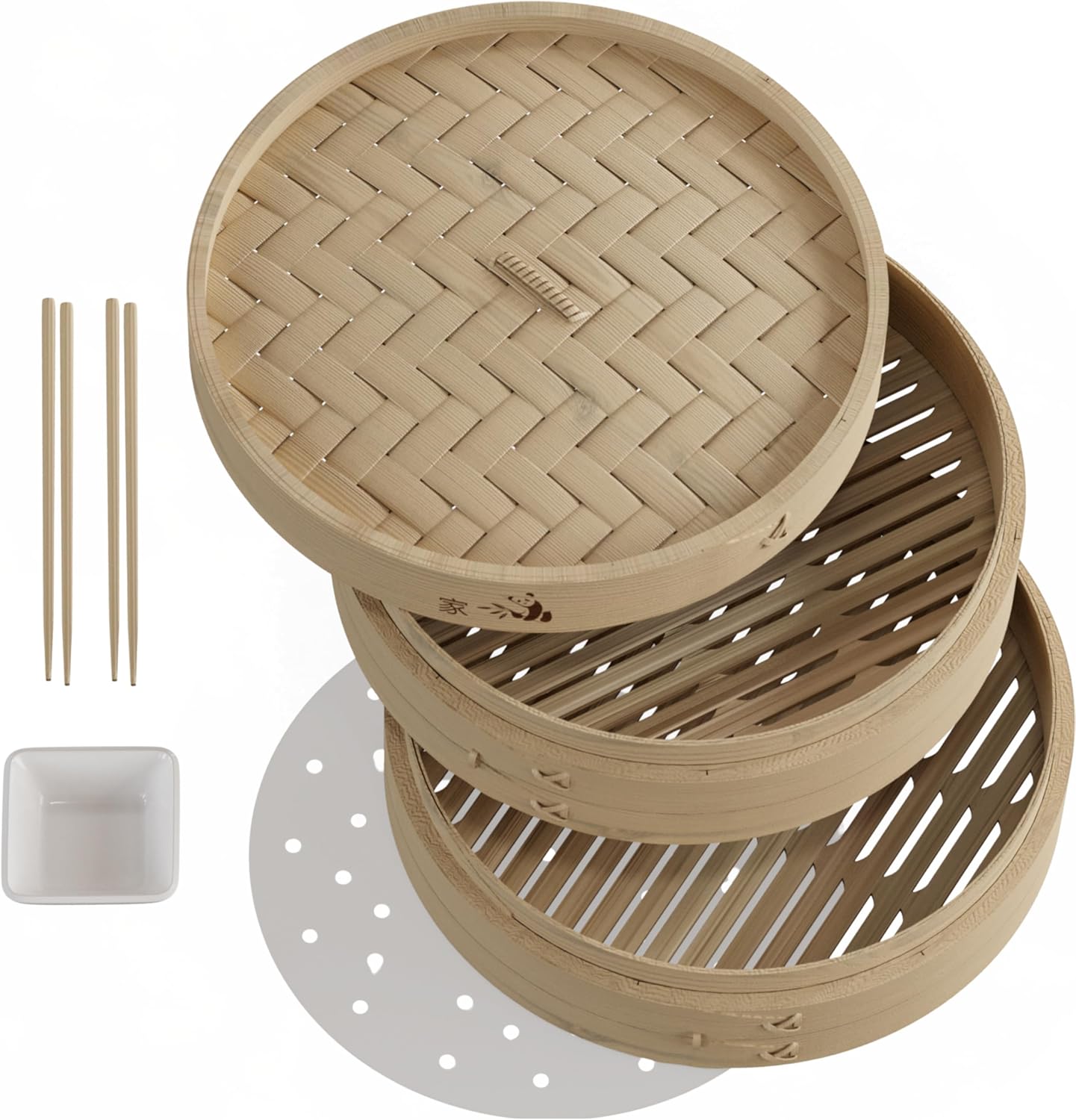 Bamboo Steamer Basket – 2-Tier Dumpling Steamer for Cooking (10 & 12 Inch) 