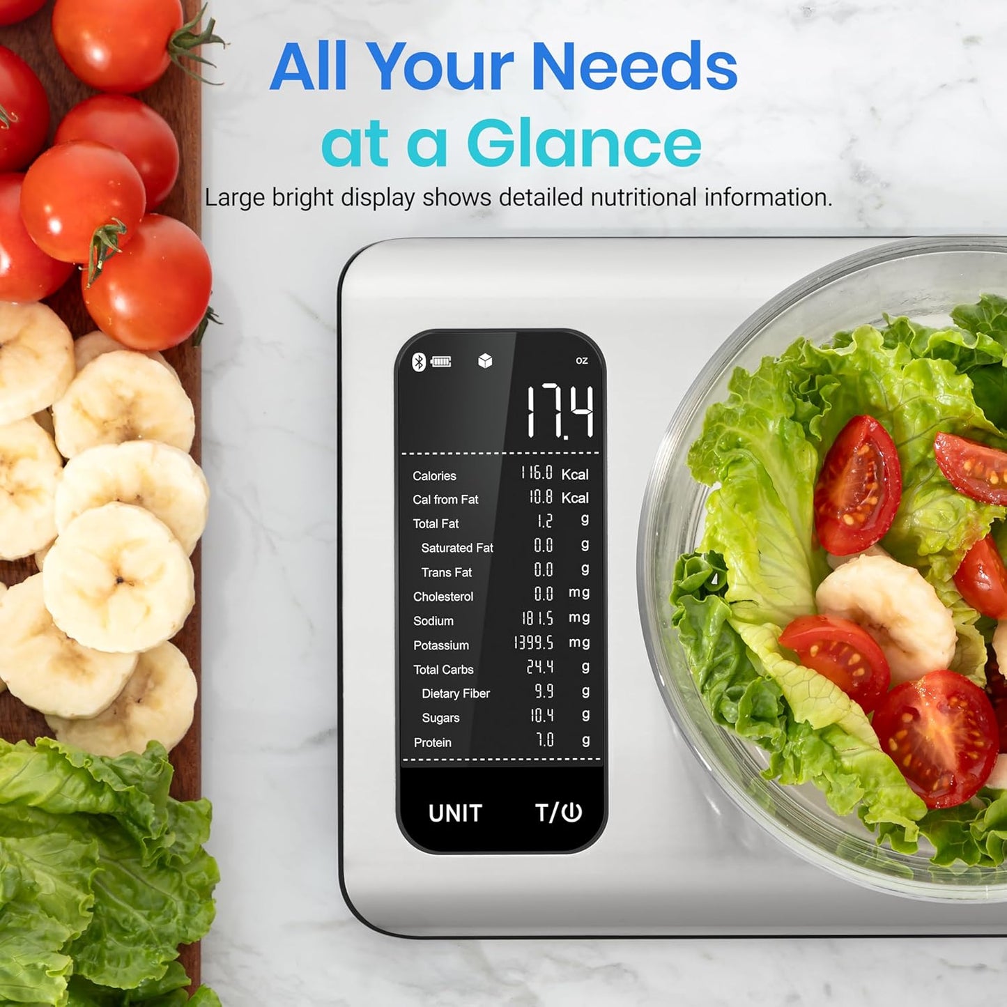  Digital Food Kitchen Scale with Smart Nutrition App – Track Grams, Ounces, Macros, and More for Weight Loss, Baking & Keto