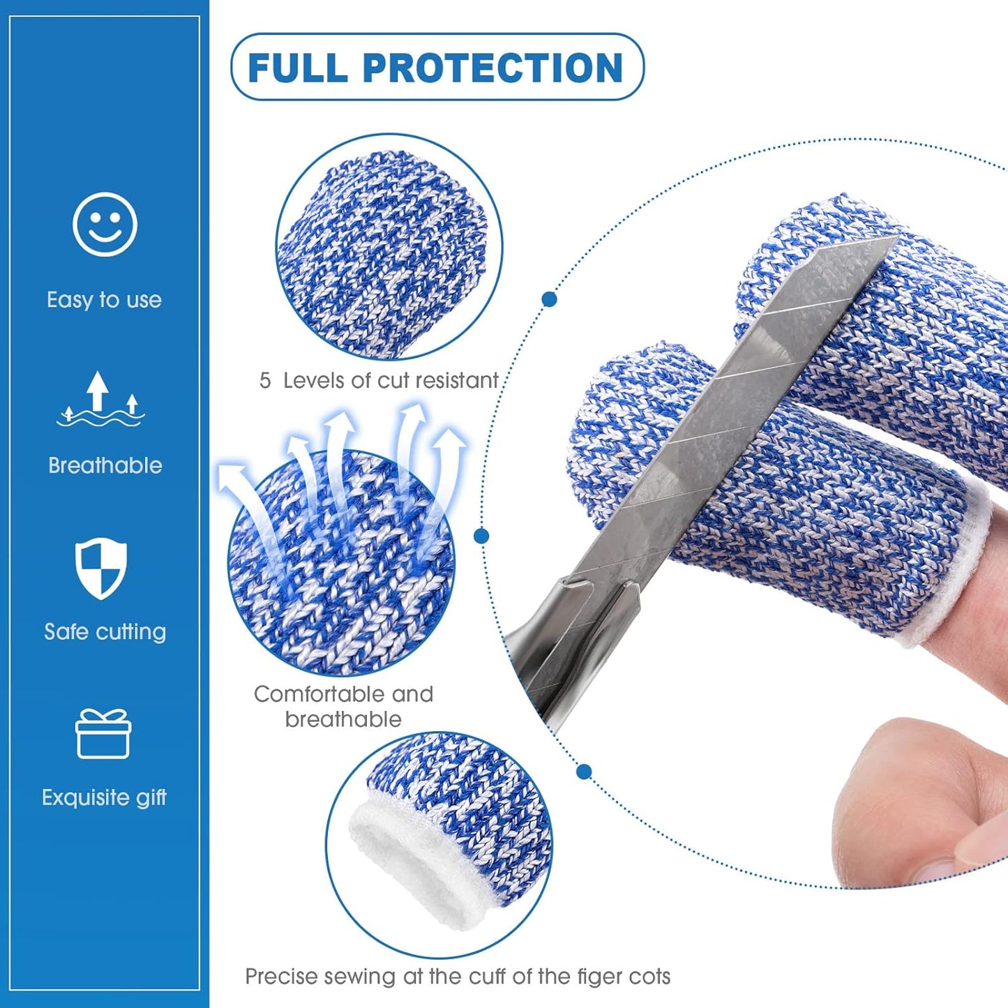 8-Piece Finger Guard Set for Cutting – Stainless Steel Adjustable Knife Finger Protector