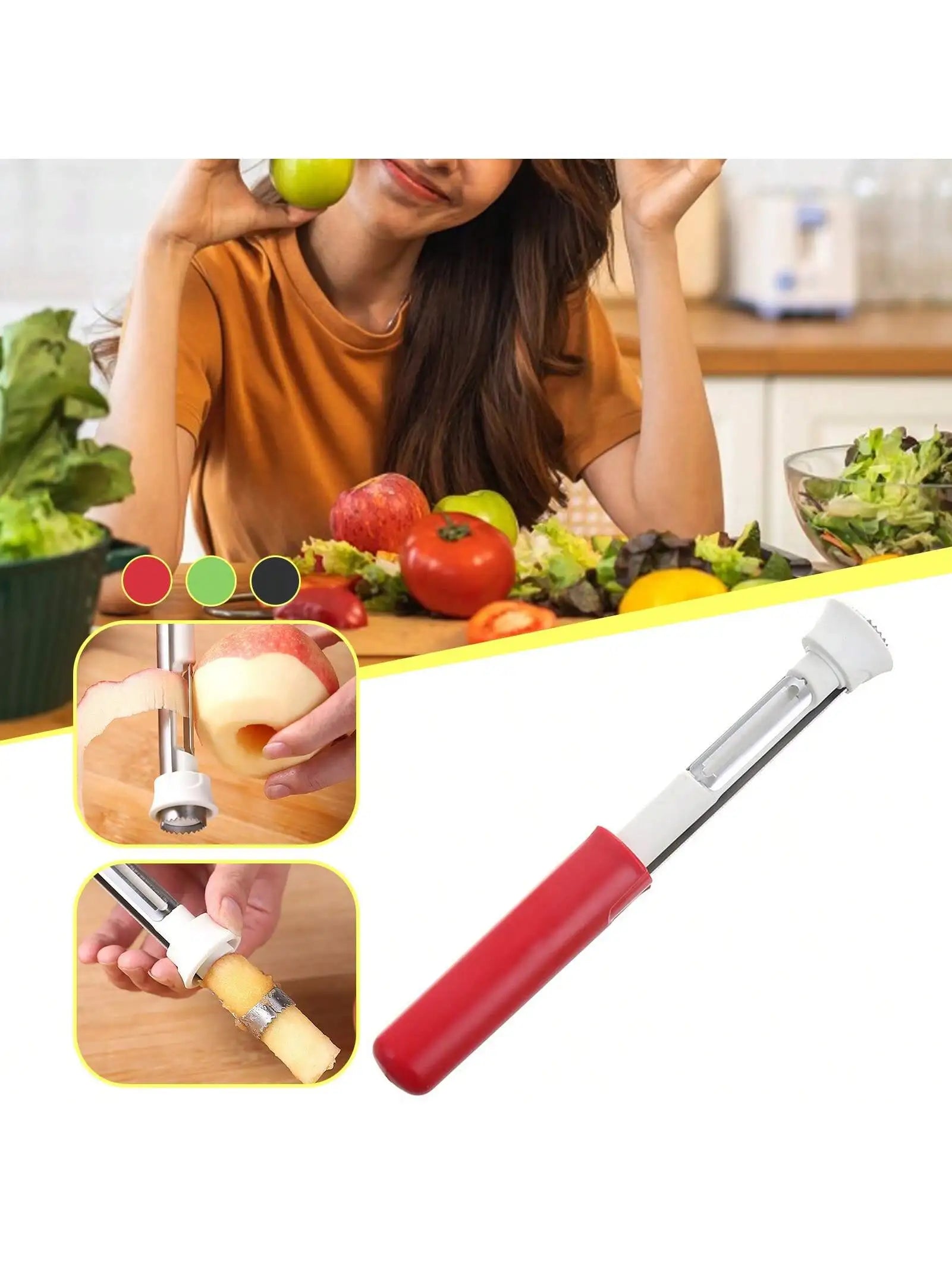 2 in 1 Stainless Steel Fruit Corer Peeler Apple Pear Seed Remover Vegetable Tool Apple Parer Pitter Seeder Kitchen Gadgets Tool