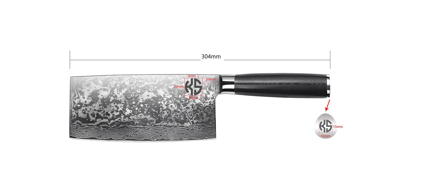 “Thai Takedown” Vegetable Cleaver Damascus steel blade 67 layers Knife – Limited Edition by Chopped Champion Chef Kasem Saengsawang