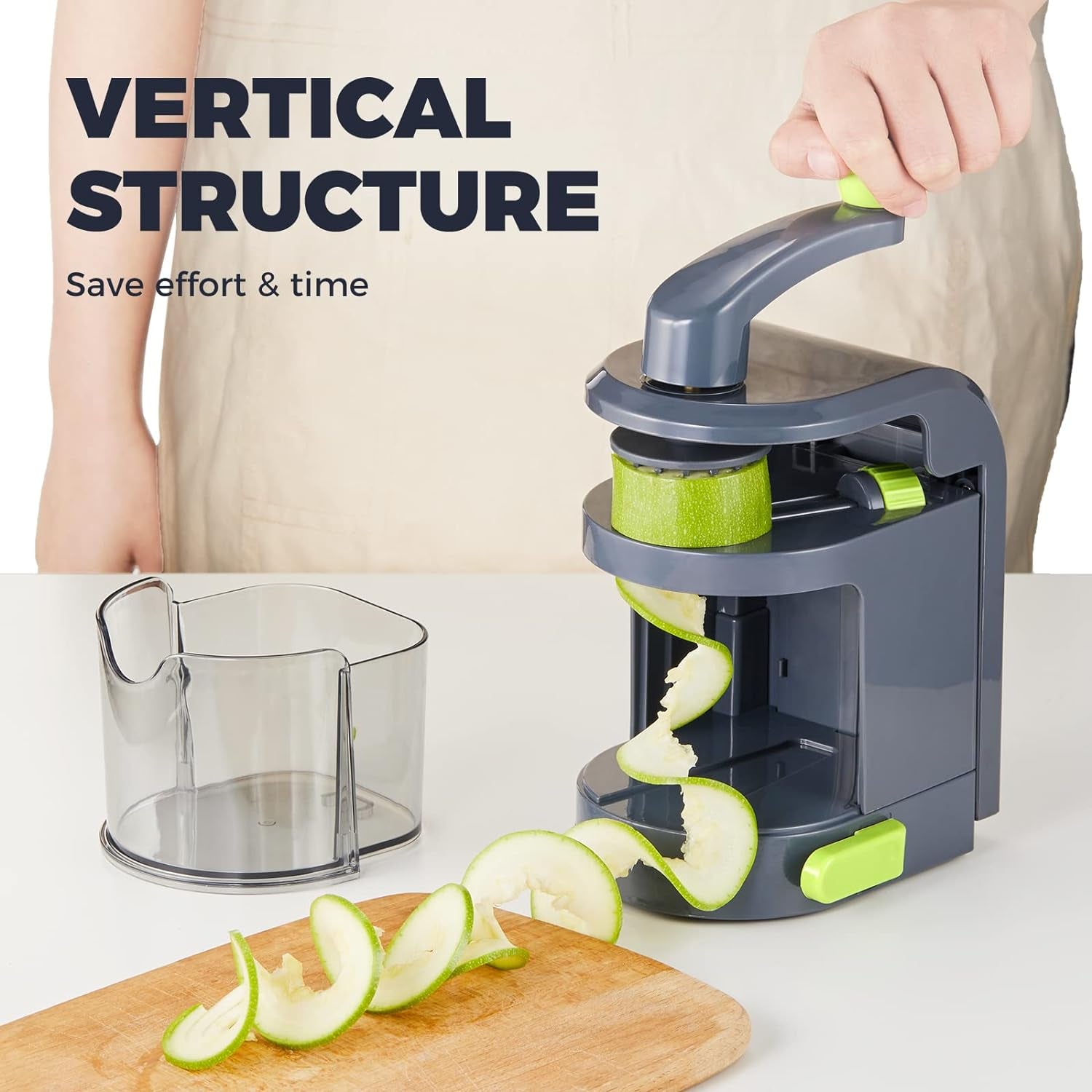 KucheCraft Vegetable Spiralizer for Veggies (4-In-1 Rotating Blades) – Zucchini Noodle Maker with Strong Suction Cup