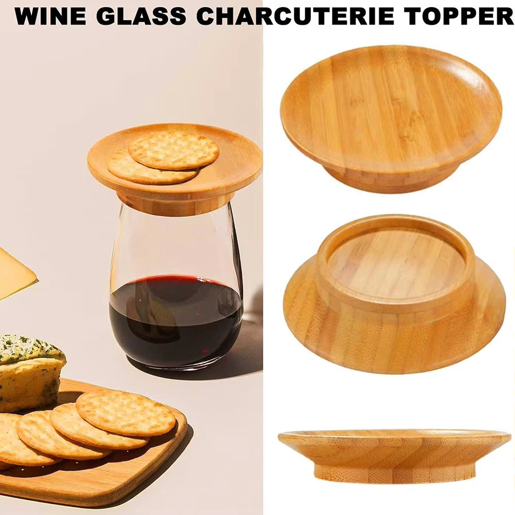 Wine Glass Charcuterie Topper round Wooden Wine Glass Topper Multifunctional Cup Top Decor for Social Gathering Ch