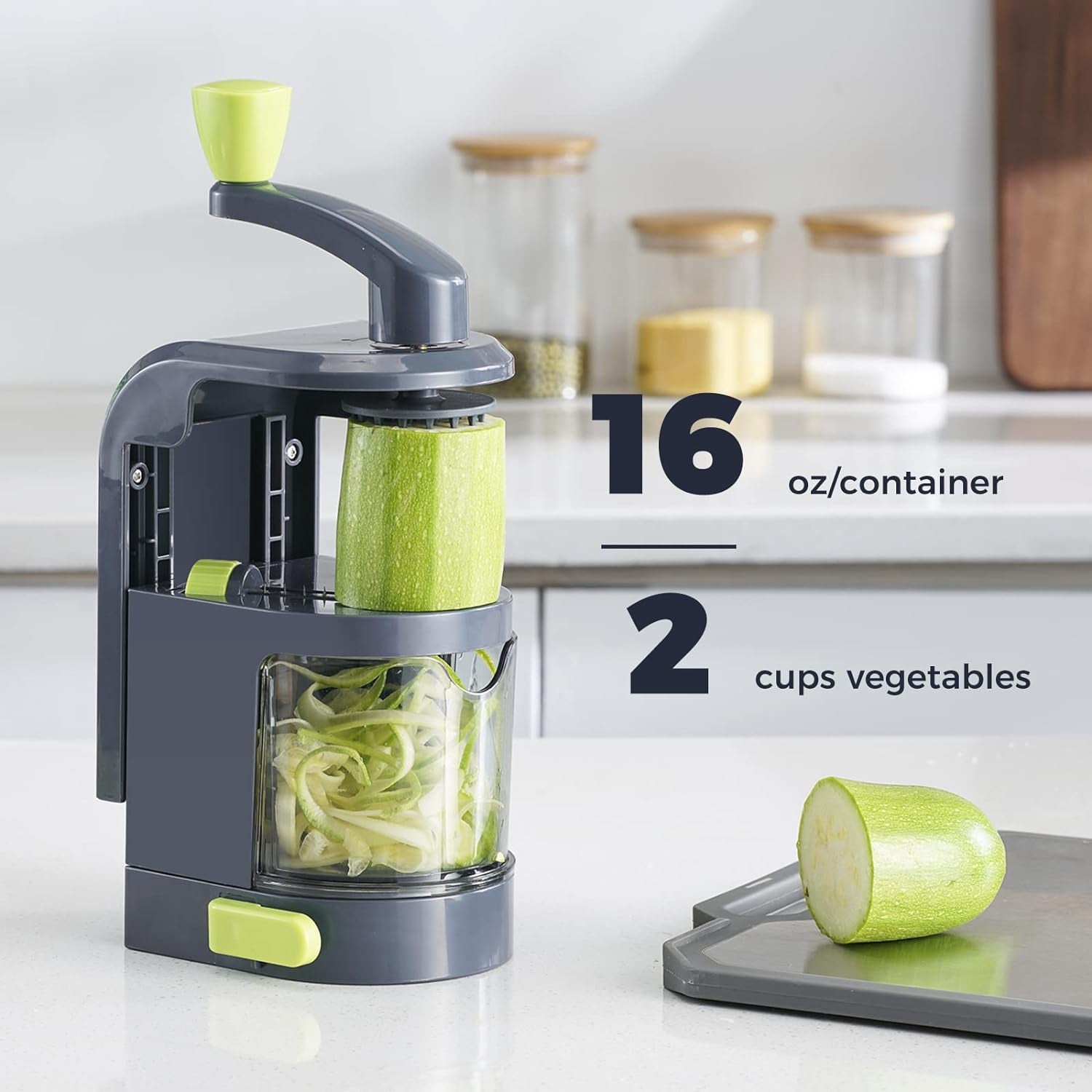 KucheCraft Vegetable Spiralizer for Veggies (4-In-1 Rotating Blades) – Zucchini Noodle Maker with Strong Suction Cup