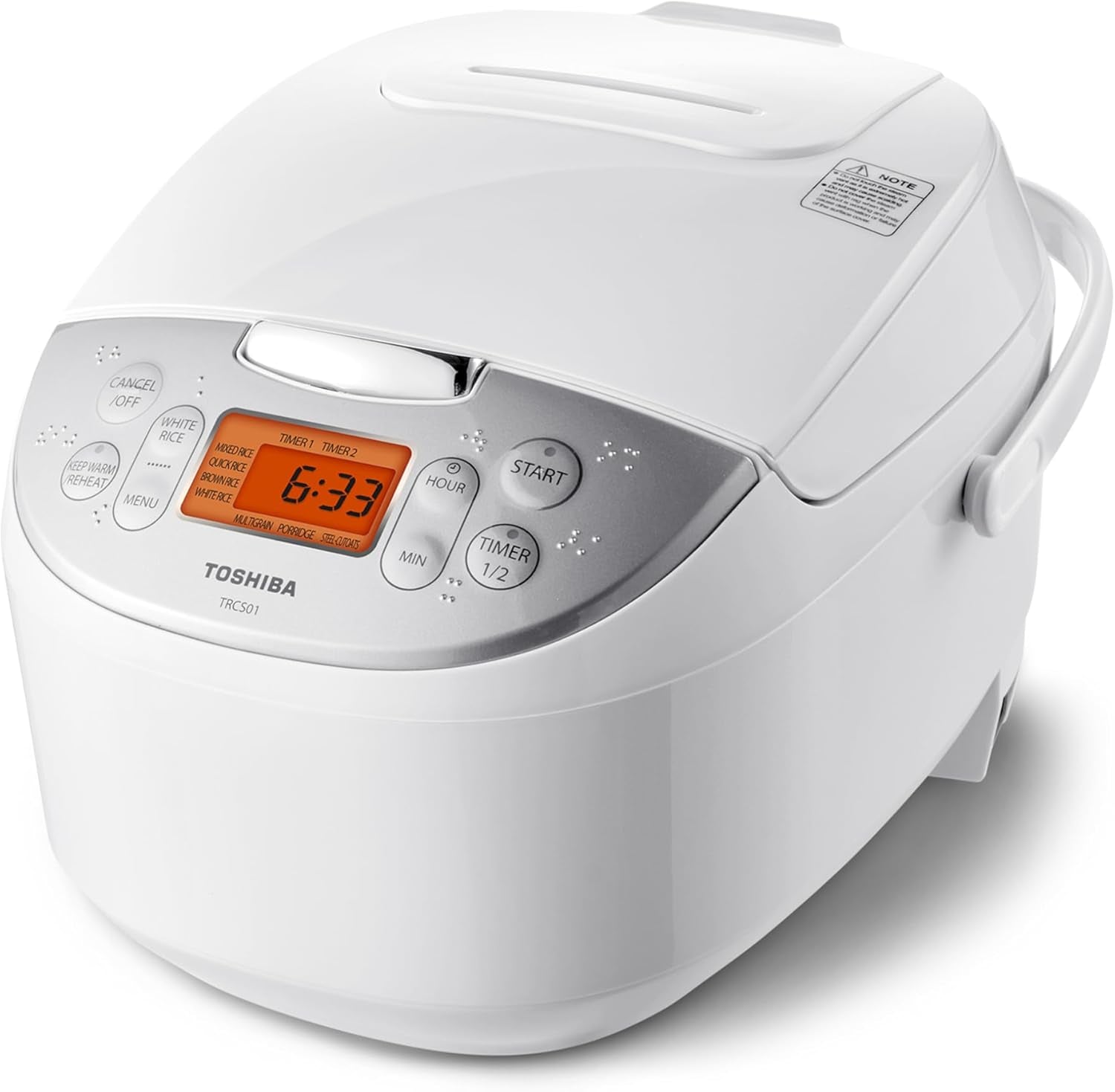 Toshiba Rice Cooker 6 Cup – Fuzzy Logic Technology, 7 Cooking Functions, Auto Keep Warm, Non-Stick Inner Pot