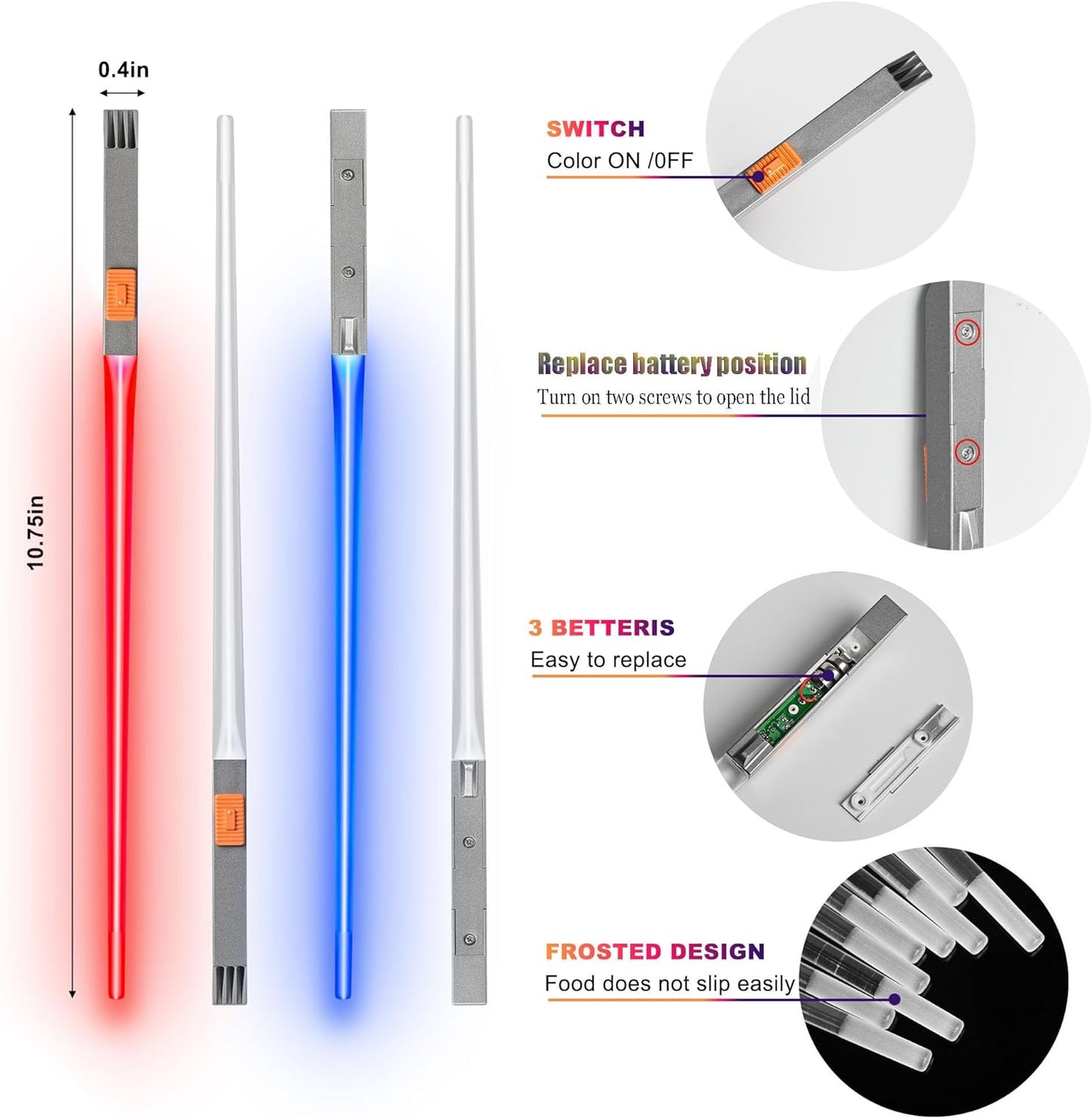 Lightsaber Chopsticks - LED Glowing Light Saber Chopsticks | Mini Lightsaber Chopsticks