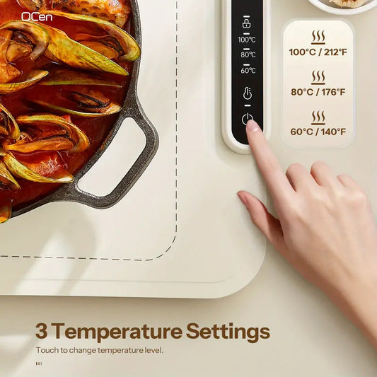 Electric Warming Tray, Full Surface Warming Mat for Food, Rollable and Portable, Fast Heating Pad with 3 Temperature Control, Auto Shut-Off, Plate Warmer for Buffets Part